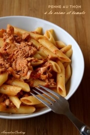 Pennes au thon, crème et tomate