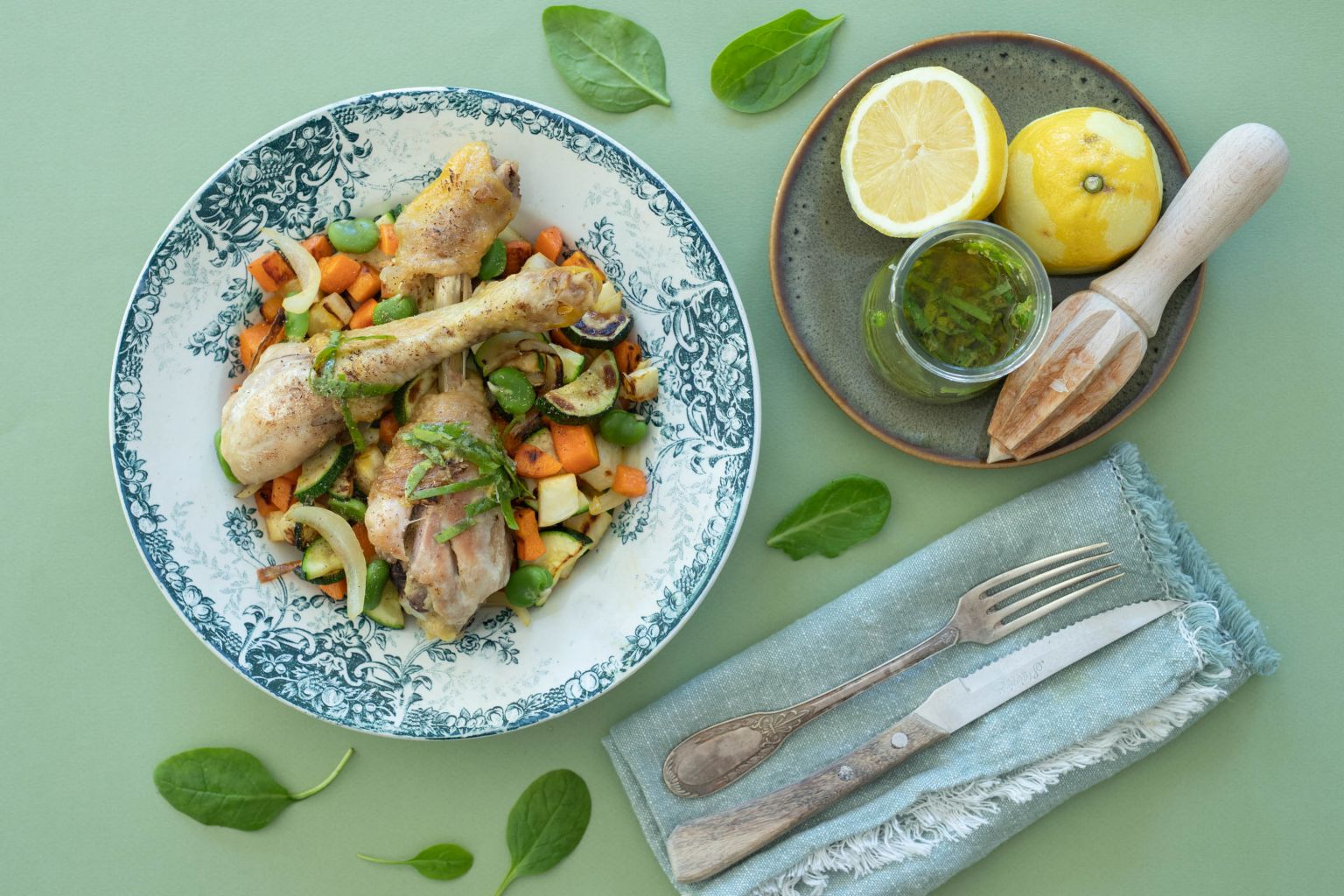 Pilons de poulet à la gremolata et poêlée aux 4 légumes