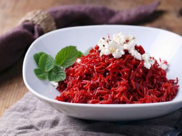 Risotto rose de betterave et feta