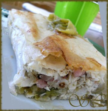 Cake de brick au poulet et aux poireaux