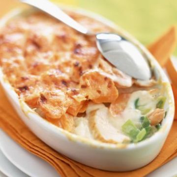 Gratin de poulet carotte et poireaux