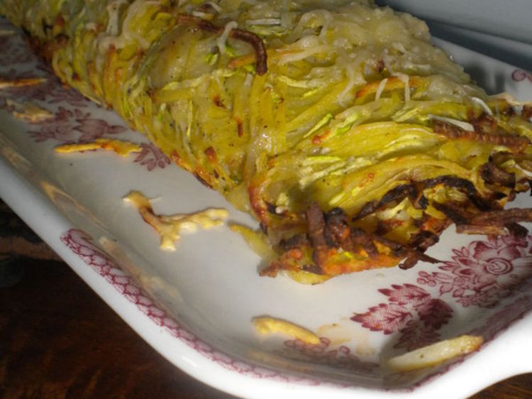 Roulé pommes de terre/courgettes au jambon et au chèvre