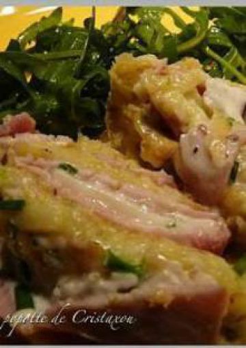 Roulé courgette, pomme de terre, jambon et chèvre