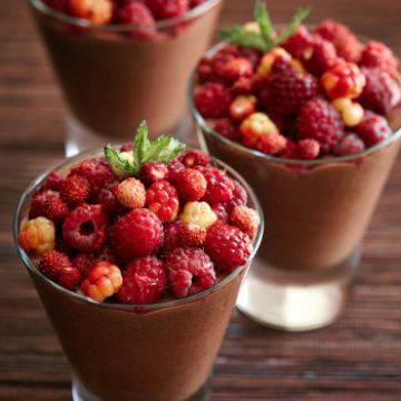 Mousse au chocolat et framboises