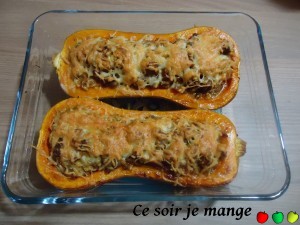 Courge doubeurre ou butternut farcie au bœuf, aux lardons et au riz - Bouli