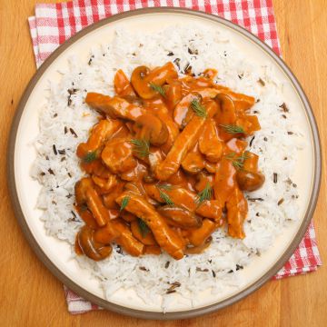 Reste de poulet aux champignons et tomates