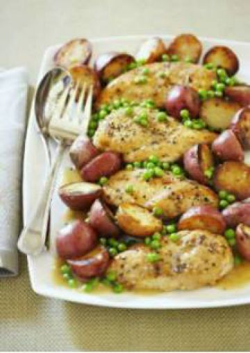 Poulet aux pommes de terre et aux petits pois
