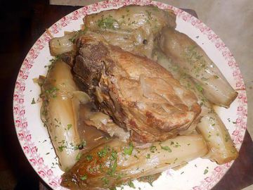 Echine de porc confite aux endives