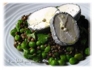 Salade de pois et lentilles au fromage de chèvre