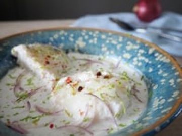 Dos de cabillaud au lait de coco, gingembre et citron vert