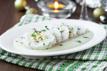 Roulé de lotte, sauce au beurre